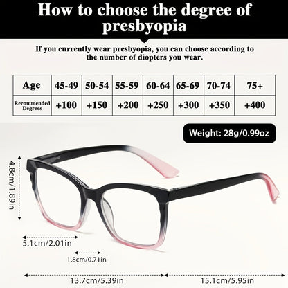 Reading Glasses – Floral Rectangular Readers with Resin Lenses and Spring Hinges with Multiple Strength and Color Options