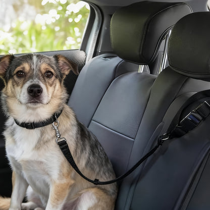 Dog Car Seat Belt Safety Harness 2 Pack Adjustable Universal Vehicle Tether with Quick-Release Buckle & Anti-Tangle Leash