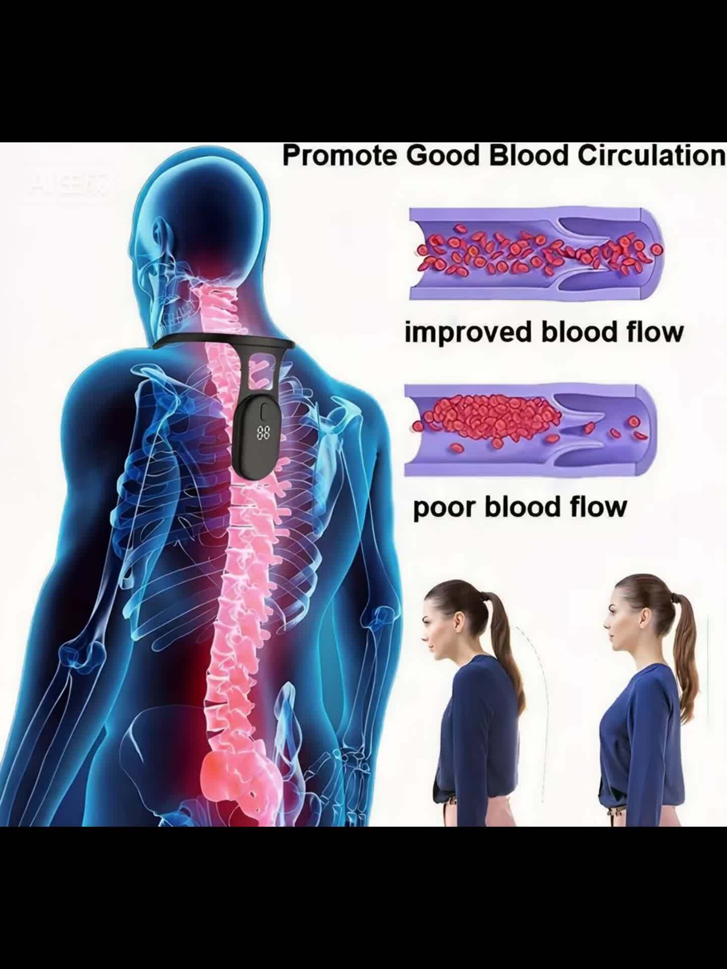 Neck-Worn Posture Reminder with Digital Display, Vibration Alert and USB Charging for Desk Sessions