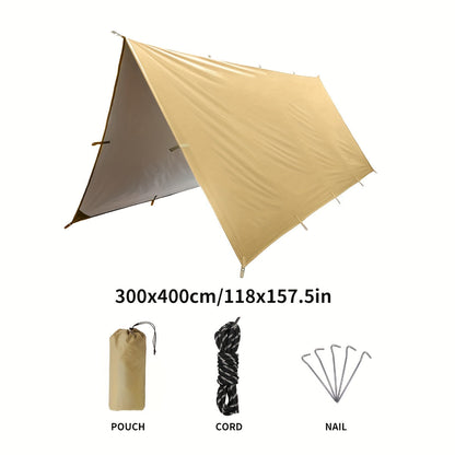 Camping Sunshade Tarp Multi-Function Sun Shelter Canopy – 19 Hanging Points or 6 Tie-Down Points, 300x300cm & 300x400cm