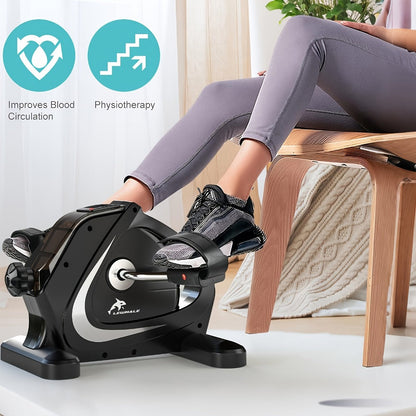 Portable Elliptical Trainer Mini Exercise Bike Under Desk Pedal Exerciser LCD Display for Entryways, Bedrooms and Living Spaces