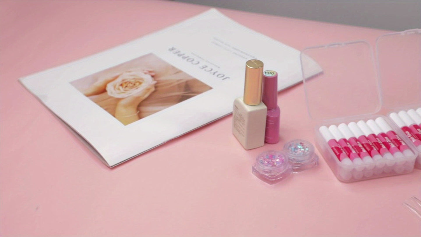 Nail Glue Set, KROFAUE 28 Precision-Tip Tubes at 2g Each for Press-On Nails, Nail Tips and Nail Art