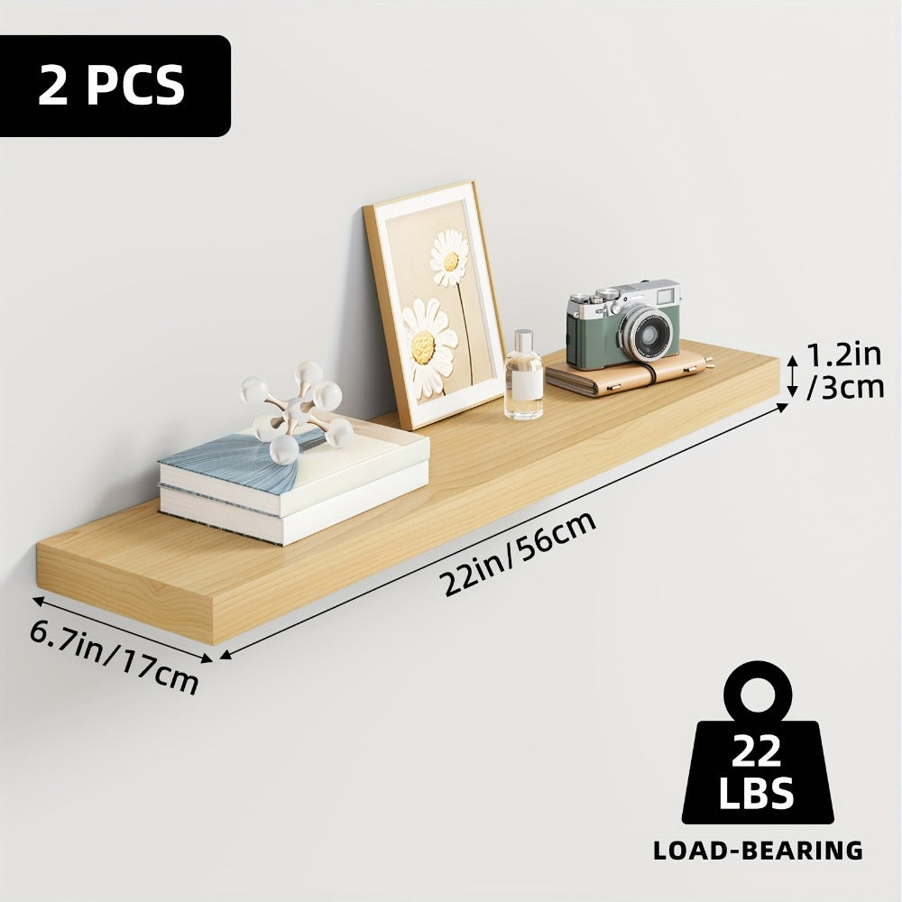 Floating Wall Shelf Set with Concealed-Style Brackets, Multiple Finishes and 4- or 6-Piece Options