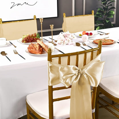 50pcs Satin Chair Sashes Bow Ribbon 7x108in – Universal Chair Belt Streamer for Wedding Reception Banquet Restaurant Hotel Party Event