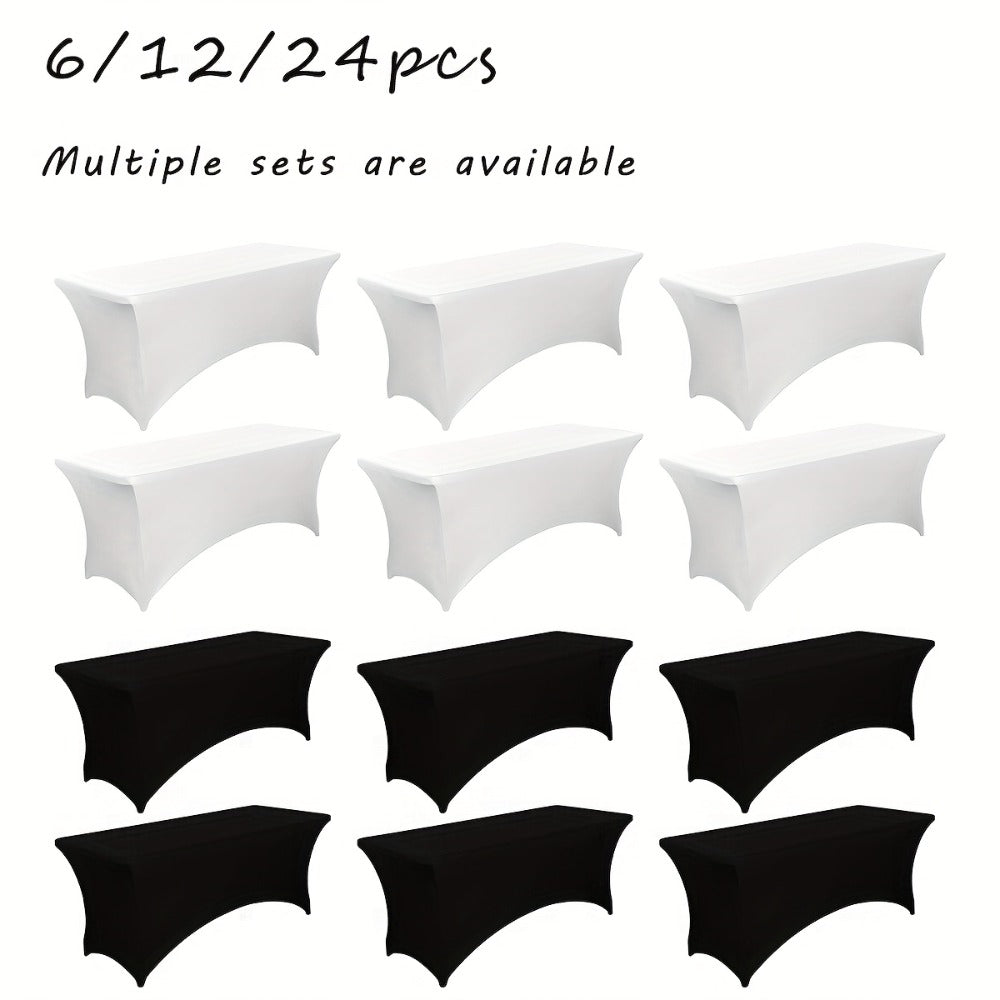 Tablecloth Fitted Stretch Cover Bulk Pack for 6-Foot Rectangle Tables in 6, 12 or 24 Pieces