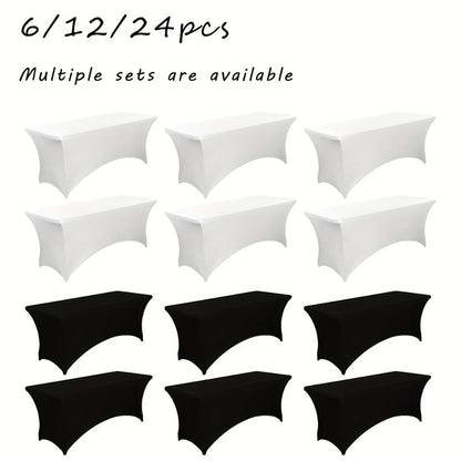 Tablecloth Fitted Stretch Cover Bulk Pack for 6-Foot Rectangle Tables in 6, 12 or 24 Pieces