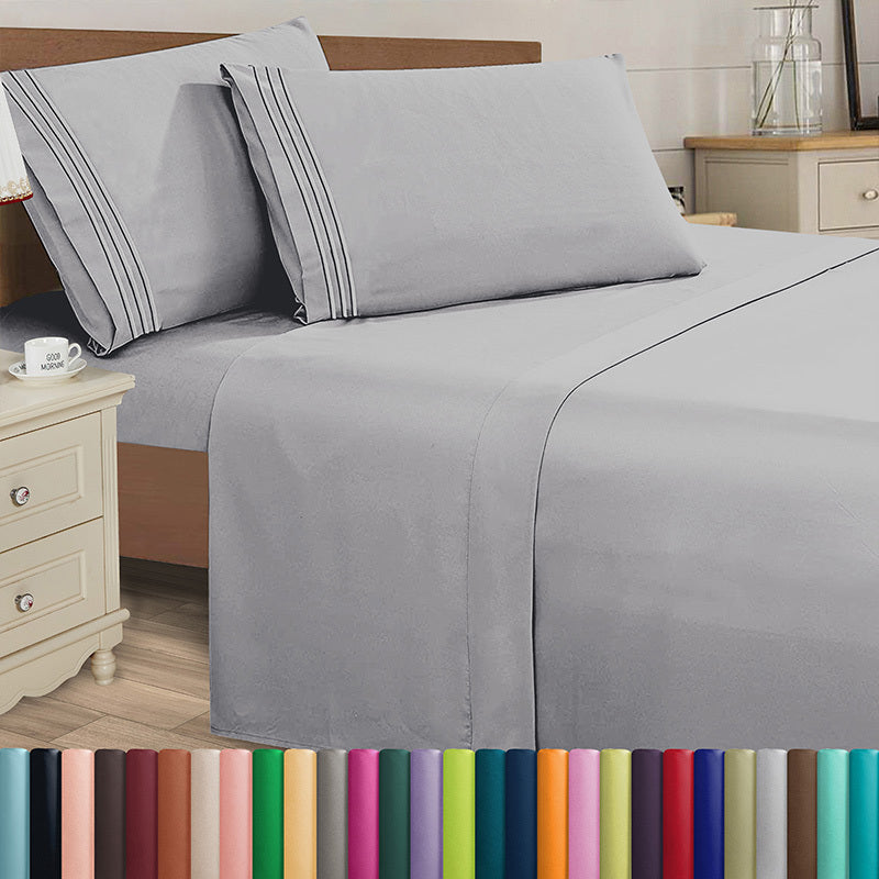 Microfiber Bed Sheet Set 4-Piece Deep Pocket Cooling Sheets Twin Full Queen King Cal King Split King