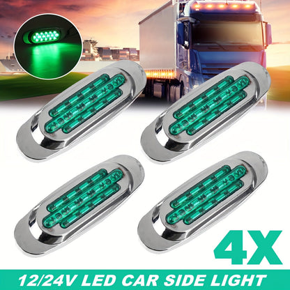 LED Side Marker Lights 4-Pack for Truck Trailer 16 LEDs Dual Mode Steady-On & Flash – 12-24V Universal Fit Front Rear Side Marker Lamp