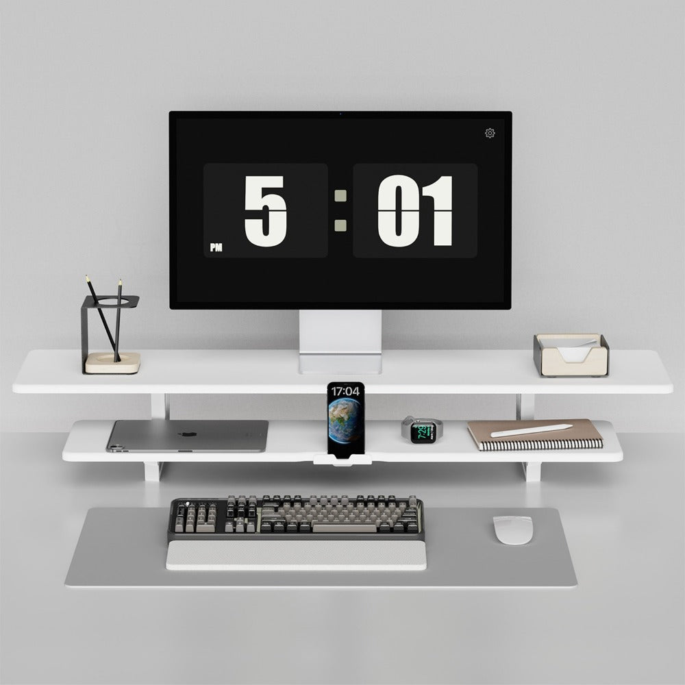 Dual Monitor Stand Riser with Storage E-Sports Style, Adjustable Height Desk Organizer with Cable Management