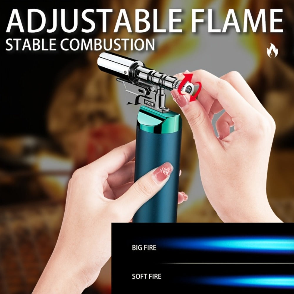 Culinary Stand Torch Lighter with Wide Stable Base, Horizontal Torch Head and Four Finishes
