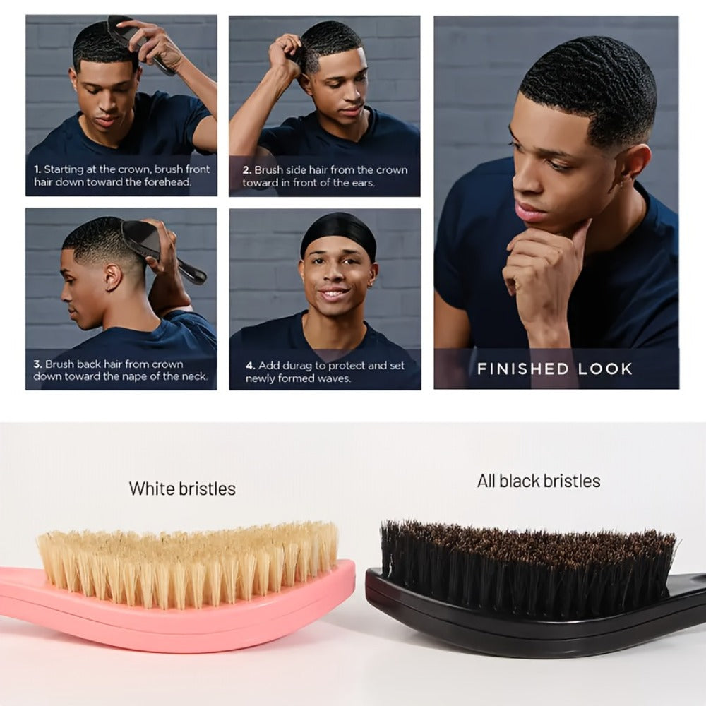 360 Wave Brush for Men with Heavy-Duty Nylon Bristles & Non-Slip ABS Handle – Professional Wave Training, Curl Defining & Updo Styling Tool