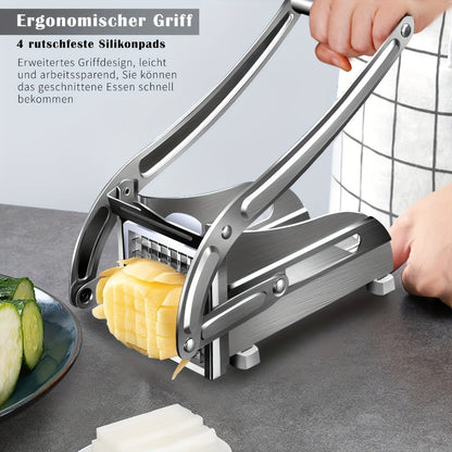 French Fry Cutter, Stainless Steel Vegetable & Potato Slicer, Multi-Function Food Chopper for Potato