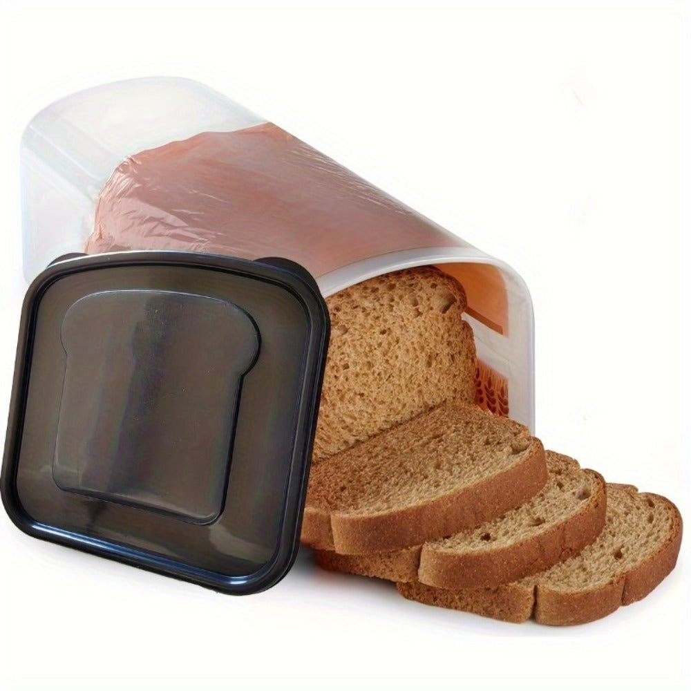 Food Storage Containers Rectangular Bread Keeper with Flip-Top Lid in Red or Black for Kitchen and Camping