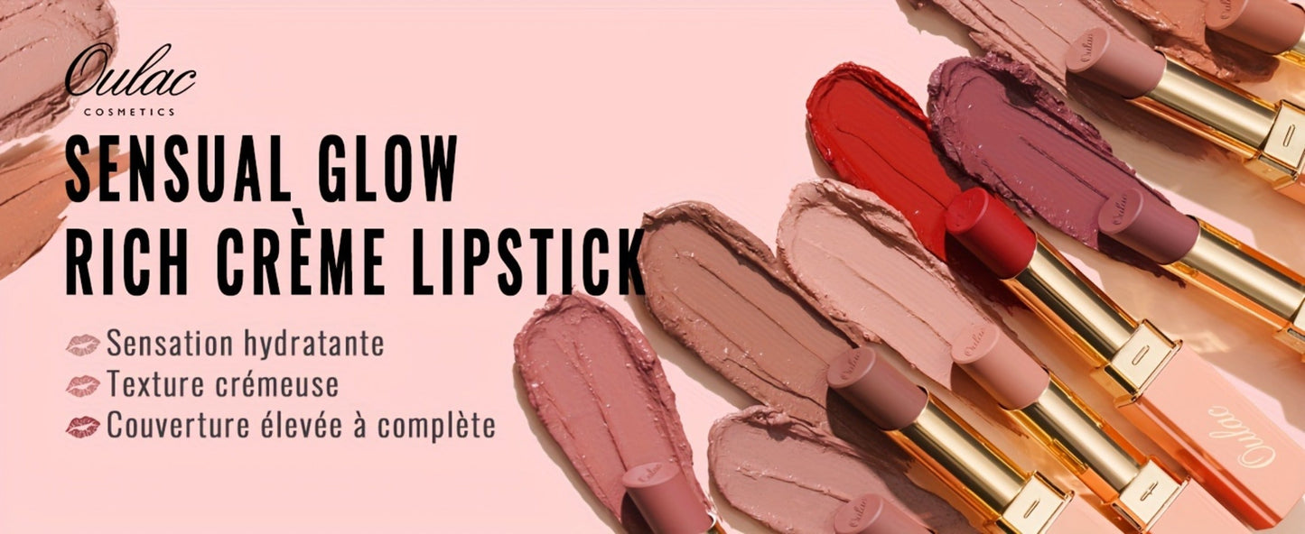 Oulac Nude Satin Lipstick Set 12g Each – Lightweight Moisturizing Full Coverage Cream-to-Satin Formula, Skin-Flattering Nude Lip Color
