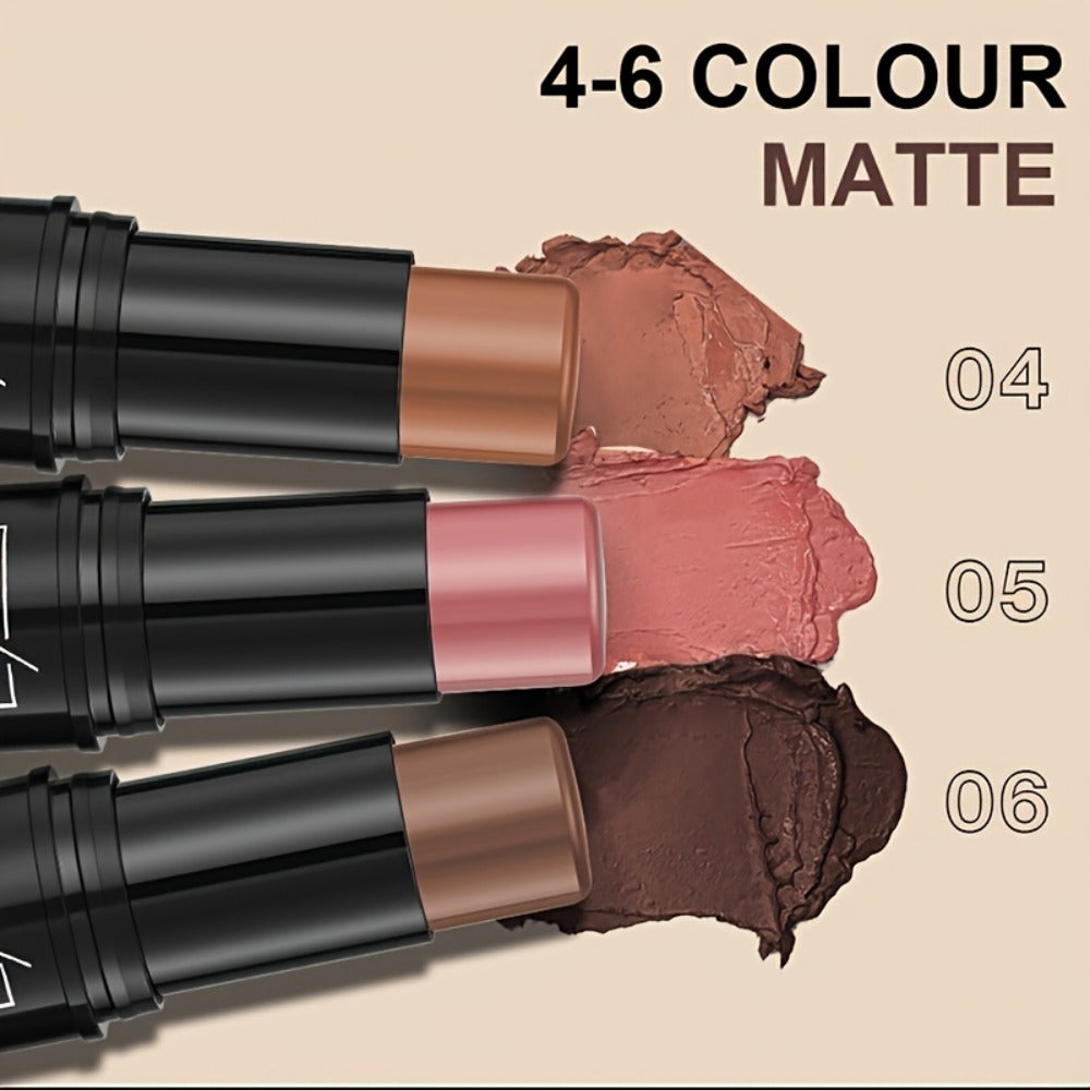 3-in-1 Makeup Stick Set 6pcs – Waterproof Blush Eye Shadow & Highlighter Stick, Long-Lasting Moisturizing Cream Formula