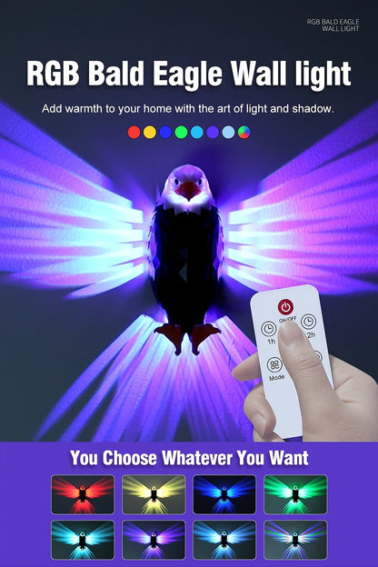 Eagle LED Wall Lamp, Colorful Ambient Night Light with Motion Sensor, Rechargeable Battery