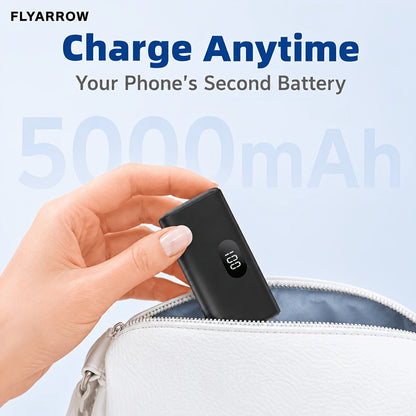 Power Bank 5000mAh Mini with Foldable USB-C Plug, 10W Listed Charging and Digital Display Pack