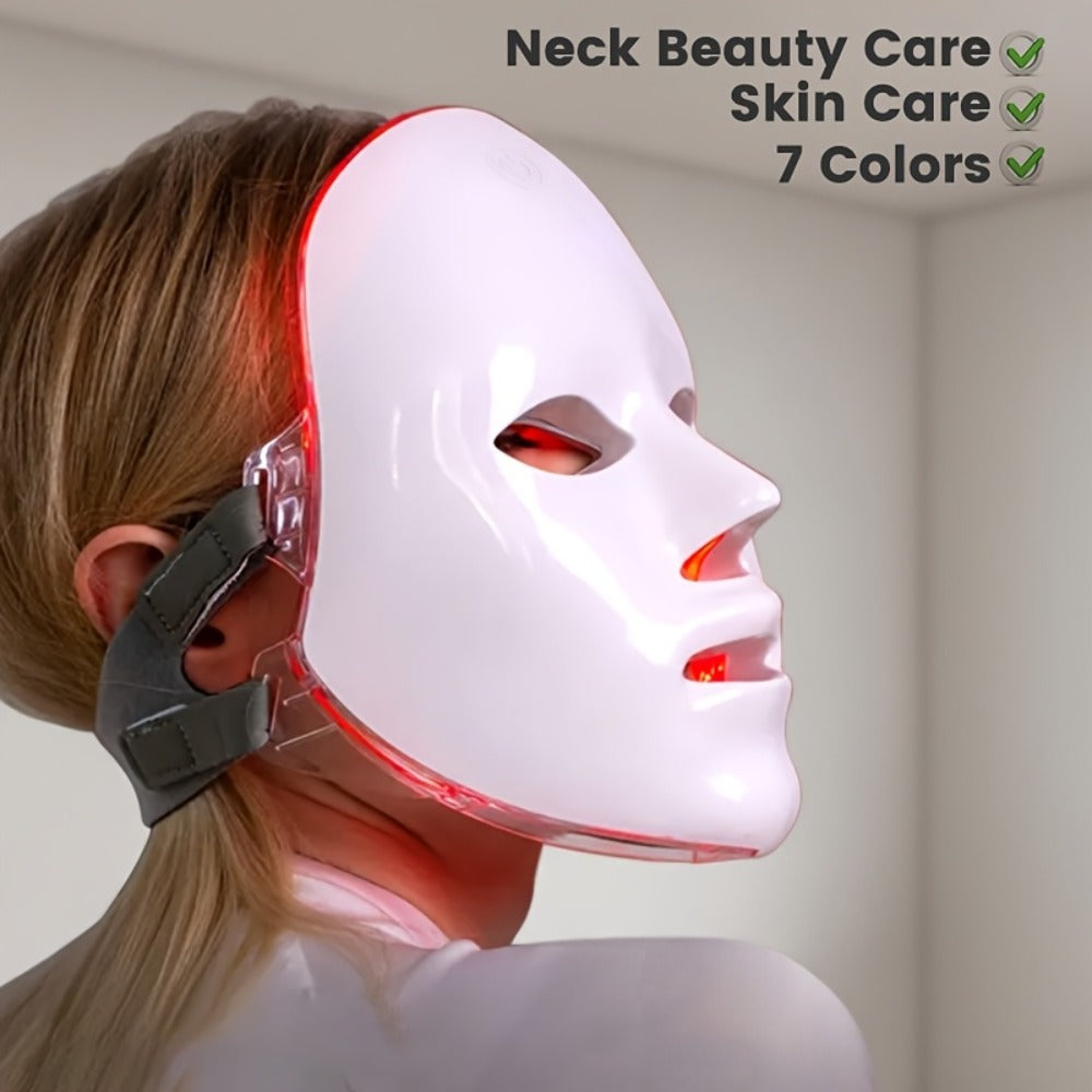 Portable 7-Color LED Facial Mask Device, USB Rechargeable Home Beauty Skincare Tool for Face Care