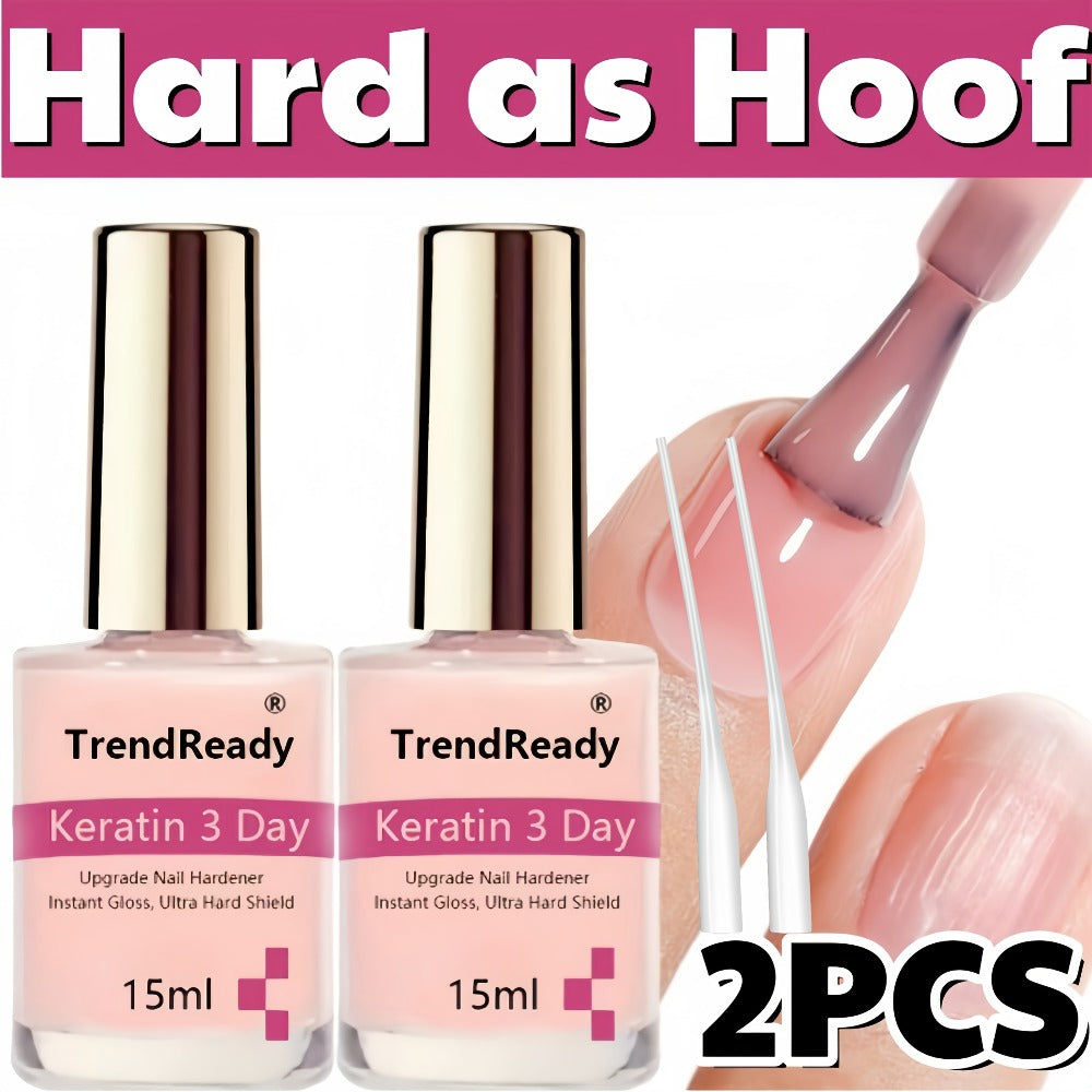 Nail Hardener Base Coat 2 Pack – Protein Repair Strengthener Treatment, HEMA-Free, Ridge Filler, Clear Polish for Weak Brittle Peeling