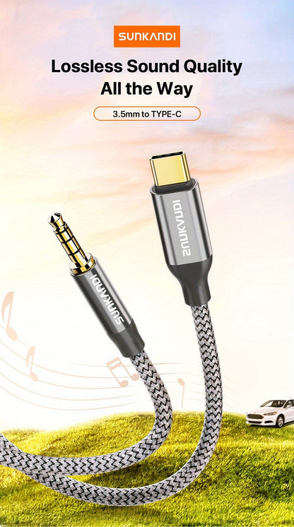 USB C to 3.5mm Audio Adapter with DAC Chip | SUNKANDI TRRS Headphone Jack Converter for iPhone 15 16 Galaxy S24 S23 iPad MacBook & All USB-C