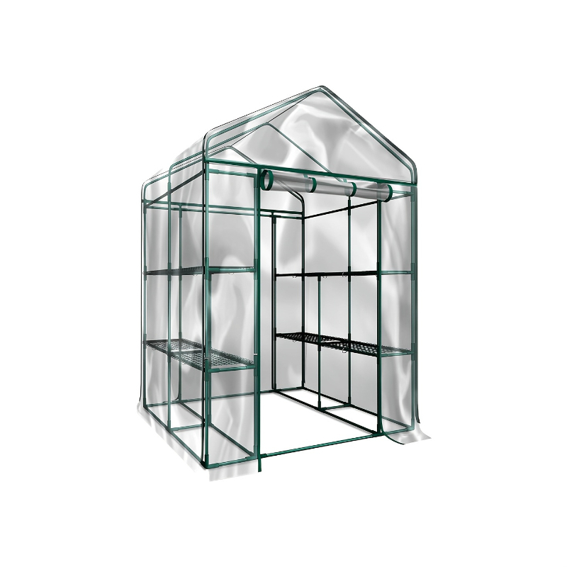 Walk-In Greenhouse Outdoor with Screen Windows, PE Cover, Portable Plant Shelter with Shelving Clips