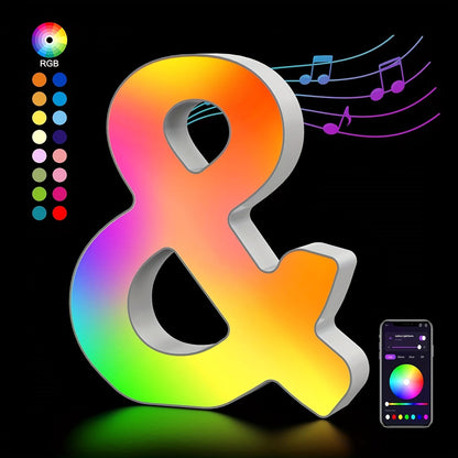 LED Letter Lights Music Sync – Colorful Flashing Marquee Alphabet Lights for Room Decor, Party, Bedroom, Festival & Camping