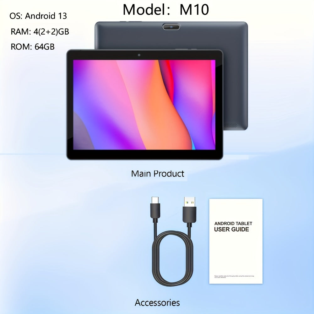 Android Tablet 10-Inch 2-in-1 with 1280x800 IPS Display, 64GB Internal Storage and Keyboard Bundle Options