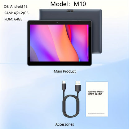 Android Tablet 10-Inch 2-in-1 with 1280x800 IPS Display, 64GB Internal Storage and Keyboard Bundle Options