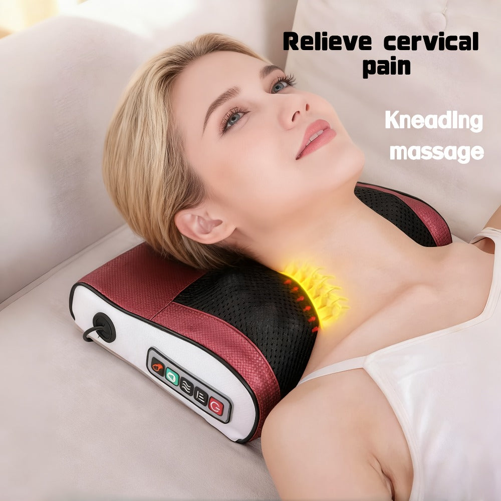 Shiatsu Neck & Back Massage Pillow – Bidirectional Rotating Deep Tissue Kneading Cervical Massager for Pain Relief