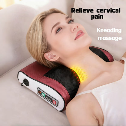 Shiatsu Neck & Back Massage Pillow – Bidirectional Rotating Deep Tissue Kneading Cervical Massager for Pain Relief