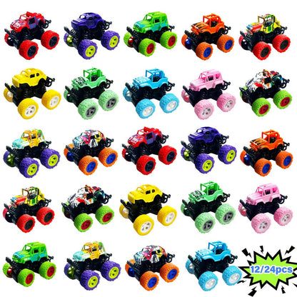 Mini Pull Back Truck Toys Bulk Pack 12pcs, Friction Powered Push & Go Stunt Car Trucks for Boys Girls Kids Teens
