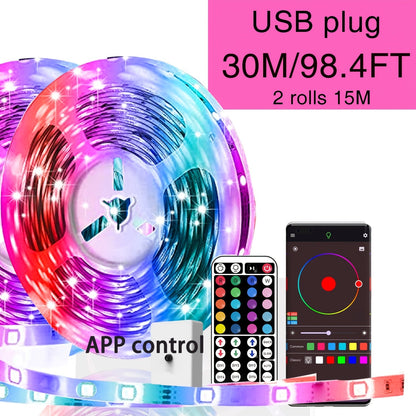 LED Strip Light RGB USB-Powered Room Kit in 16.4ft, 49.2ft or 98.4ft with App and 44-Key Remote