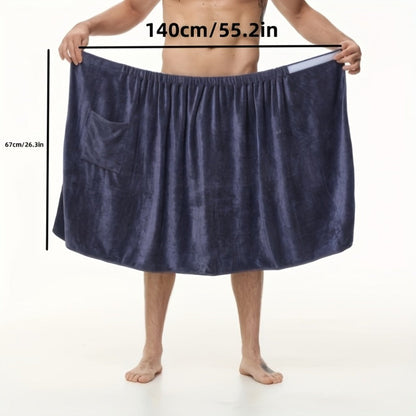 Bath Towels Wearable Mens Wrap 320GSM Suede Microfiber in Blue or Brown for Shower and Spa