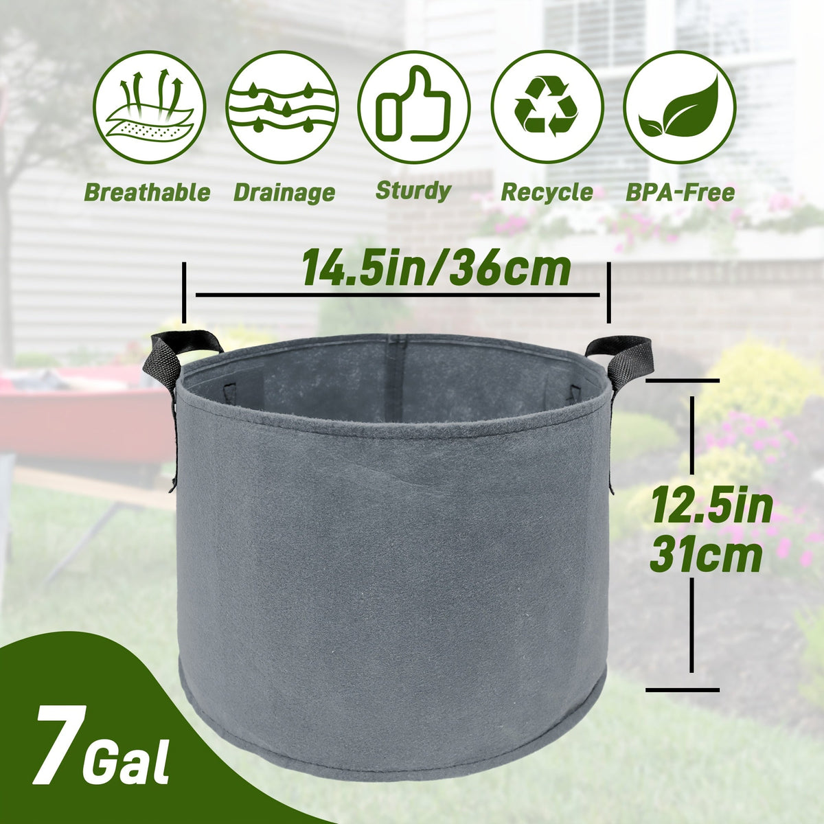 5/7/10/15 Gallon Plant Grow Bags, 7Pack Colourful Fabric Planters Plant Pots Garden Bags To Grow Vegetables With Reinforced Handles
