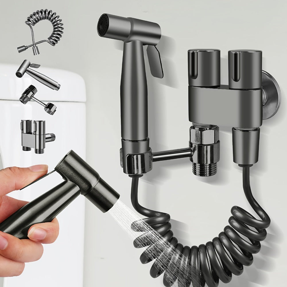 Handheld Bidet Sprayer Kit 6-Piece Wall Mounted Toilet Sprayer Set with Hose & Holder - Adjustable Pressure