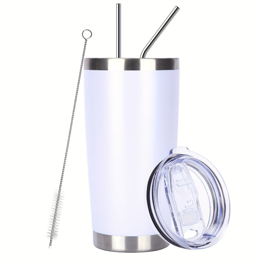 Stainless Steel Insulated Tumblers with Lid and Straw Bulk 20oz 304 Double Wall Vacuum Travel Mug for Hot Iced Coffee Drinks Water Cup Set