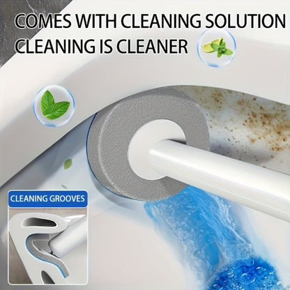 Disposable Toilet Brush & Holder Set with 6 Refill Wands, Wall Mounted, Pre-Loaded Scrubbing Solution