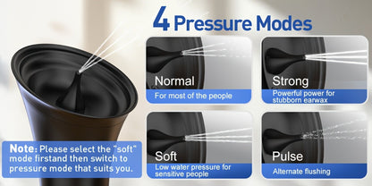 Electric Ear Irrigation Kit with Four Modes, Dual-Tank Layout, Temperature Indicator and Six Nozzle Tips