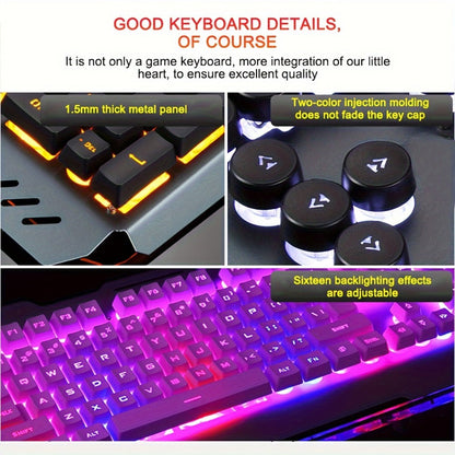 RGB Gaming Keyboard and Mouse Combo with Wrist Rest 16 Backlight Effects Mechanical Feel Aluminum for an Everyday Personal Care Routine