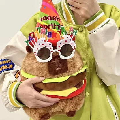 Capybara Plush Stuffed Animal Hamburger Burger Hat Funny Kawaii Plush Toy with the Listed Color, Size or Set Options for Everyday Use