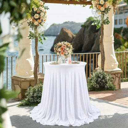 Spandex Cocktail Table Cover Round Stretch Tablecloth for Party Wedding Banquet – Elastic High Top Table Cloth Fitted Cover for Events