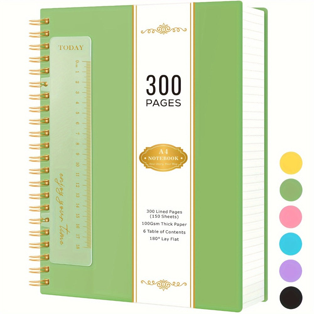 Large Spiral Notebook 300 Pages Hardcover – 8.5x11 A4 College Ruled 100GSM Lined Paper PVC Waterproof Cover for Work School Travel Women Men