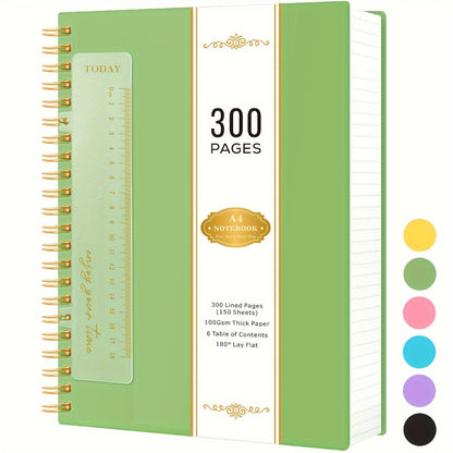 Large Spiral Notebook 300 Pages Hardcover – 8.5x11 A4 College Ruled 100GSM Lined Paper PVC Waterproof Cover for Work School Travel Women Men