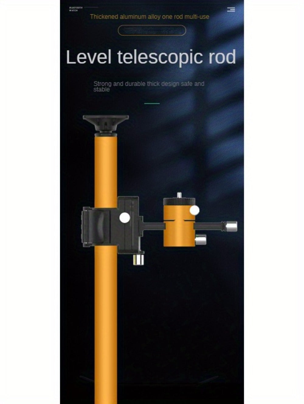Laser Level Pole Telescopic Grade Rod 11FT/19FT Adjustable Support Staff with 1/4"-20 Mount & 5/8"-11 Adapter for Rotary Line Laser Leveling