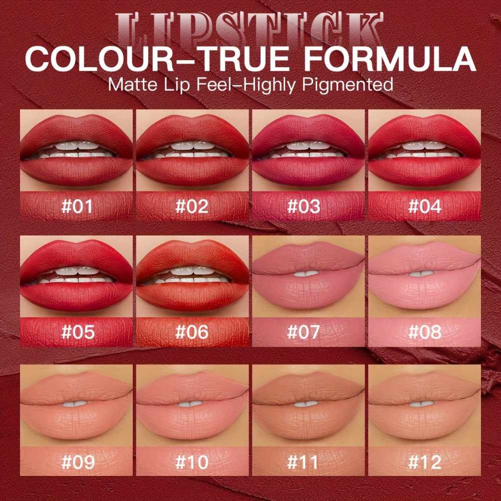 Matte Lipstick Heart-Shaped Design 24H Long-Lasting Velvet Finish – Transfer-Resistant Highly Pigmented Buildable Lip Color