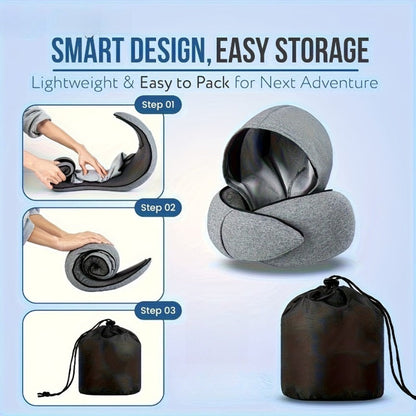 Travel Neck Pillow U-Shaped Memory Foam Cervical Support Pillow for Airplane, Car & Hotel – Portable & Ergonomic