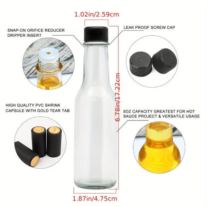 Small Sauce Bottles with Lids 5oz Sealed Inner Cover Set for Hot Sauce Salad Dressing Tomato for Home Cooking, Dining and Outdoor Meals