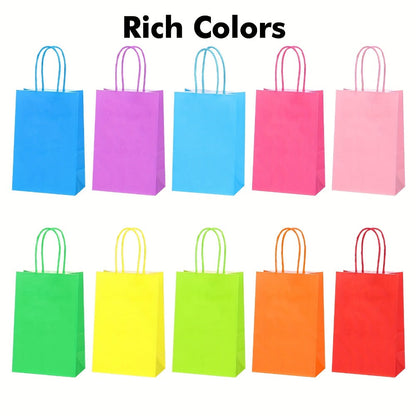 Paper Gift Bags with Handles Bulk 20/40/100pcs, Rainbow Colorful Kraft Party Favor Bags for Kids Birthday