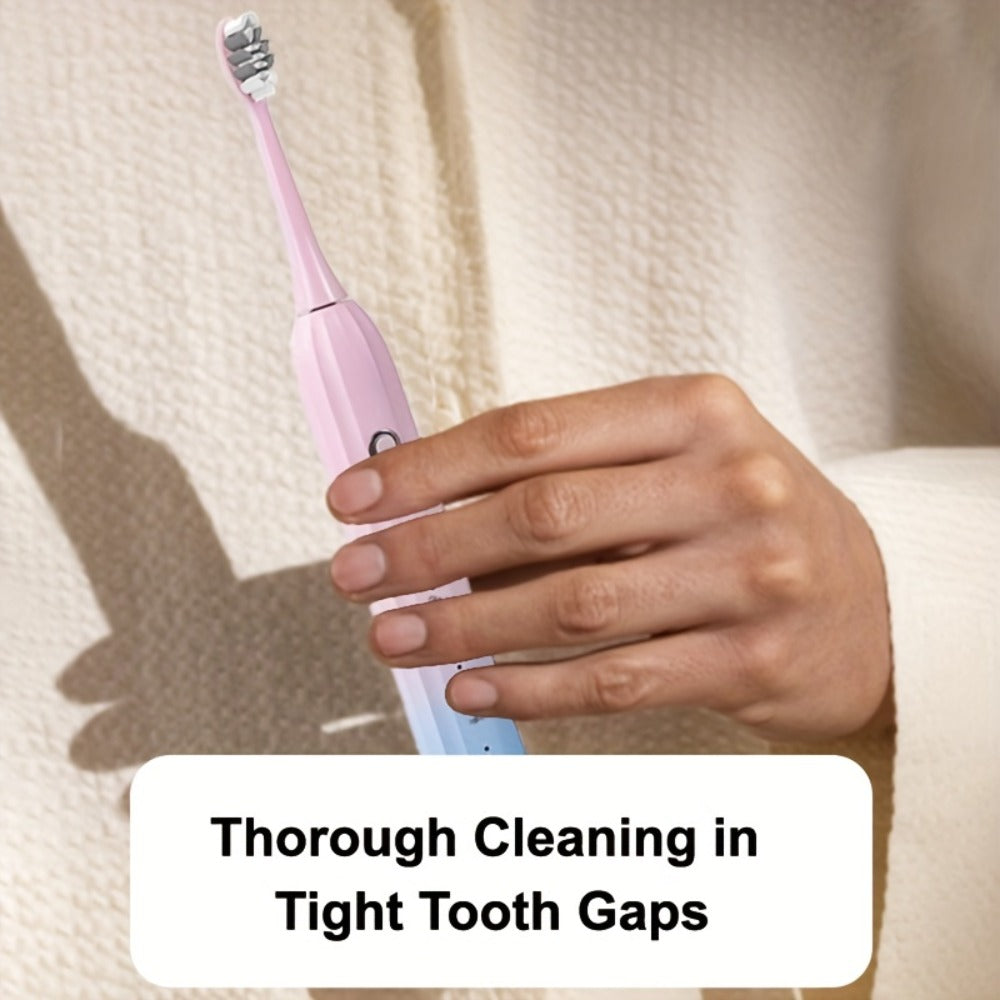 Sonic Electric Toothbrush IPX8 Waterproof USB Rechargeable with 5 Replacement Brush Heads, Smart Timer, Metal Shaft