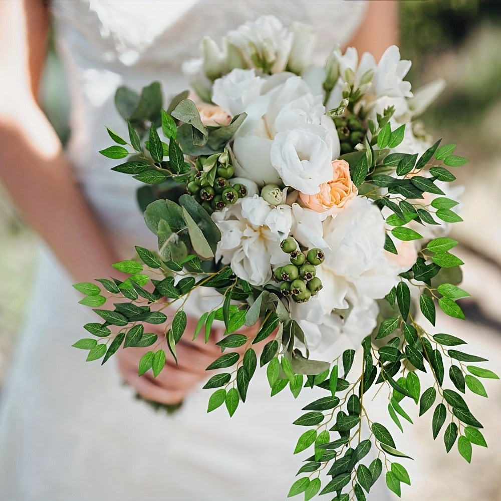 Artificial Italian Ruscus Greenery Stems 27.6" – Faux Green Leaf Spray for Wedding Arch, Bouquet Filler, Table Centerpiece & Home Decor |
